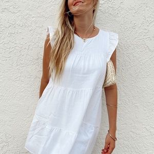 NWT Show Me Your MuMu White Linen Daydream Mini Dress in Size Large